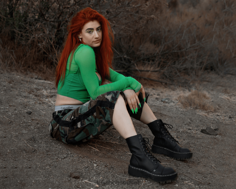 T.U.K. Footwear 10-Eye Double Decker Boot Women Black Footwear HP228206