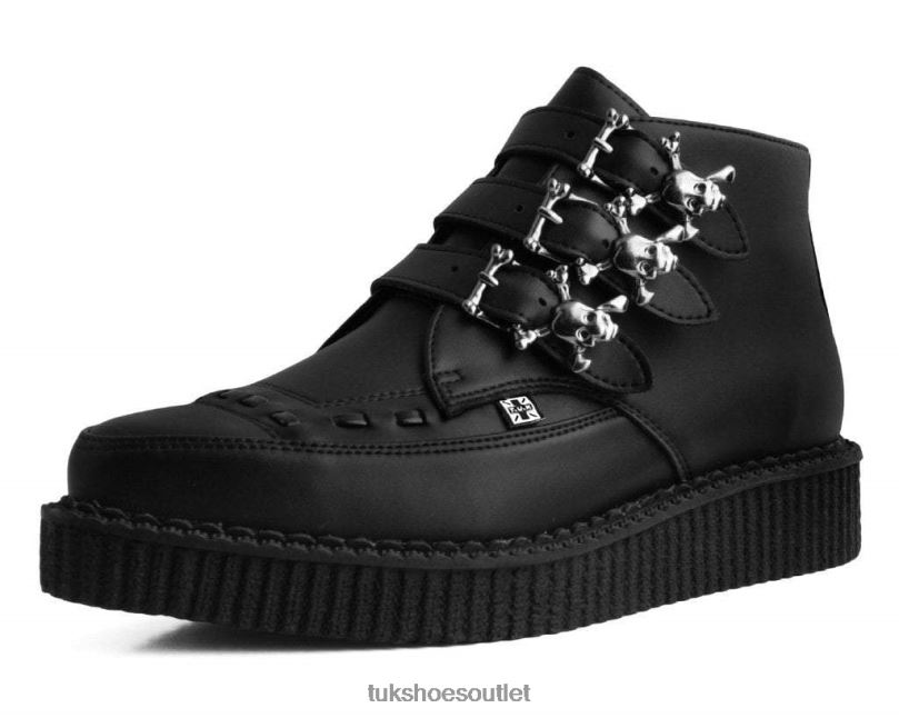 T.U.K. Footwear 3-Buckle Skull Boot Women Black Footwear HP22858