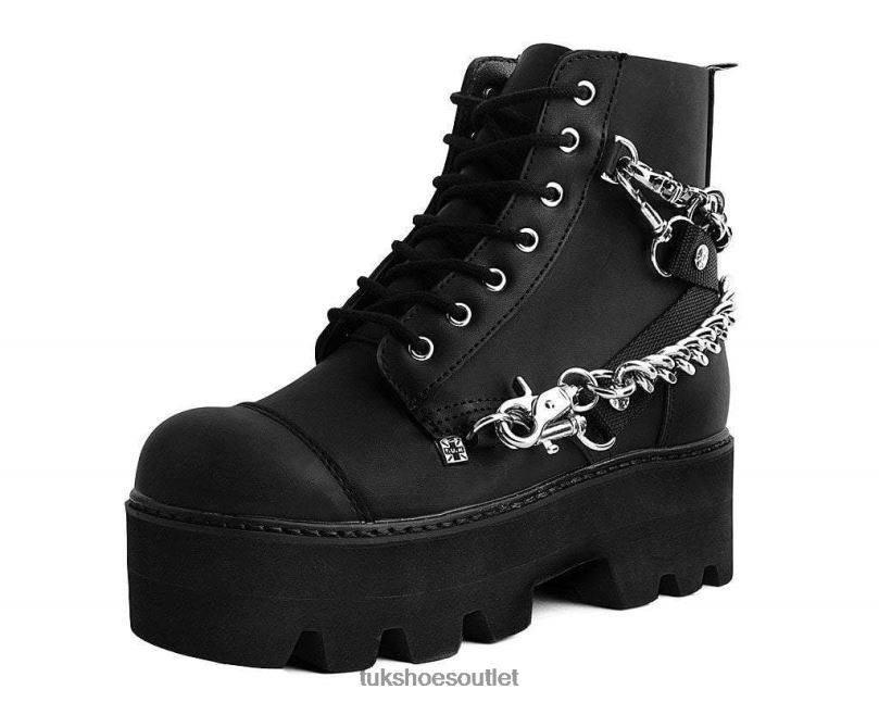 T.U.K. Footwear 7-Eye Chain & Strap Dino Lug Boot Women Black Footwear HP228204