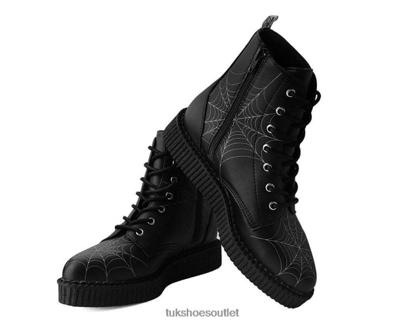 T.U.K. Footwear 7-Eye Spiderweb Glow Boot Women Black/White Footwear HP22863