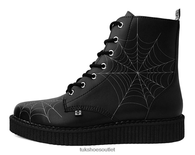 T.U.K. Footwear 7-Eye Spiderweb Glow Boot Women Black/White Footwear HP22863