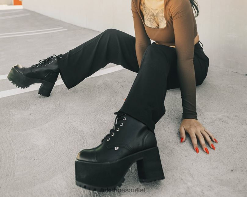 T.U.K. Footwear Brush-Off 7-Eye Nosebleed Boot Women Black Footwear HP228211