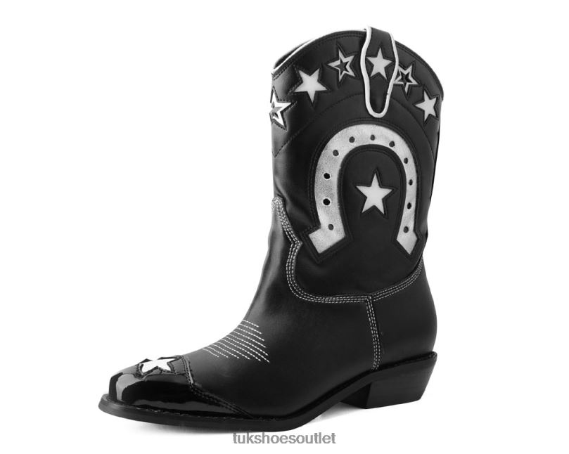 T.U.K. Footwear Horseshoe Star Western Boot Women Black/White Footwear HP228196