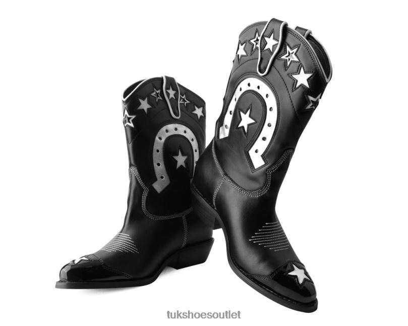 T.U.K. Footwear Horseshoe Star Western Boot Women Black/White Footwear HP228196