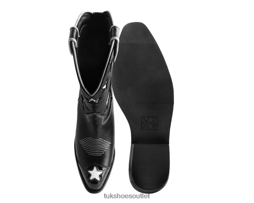 T.U.K. Footwear Horseshoe Star Western Boot Women Black/White Footwear HP228196