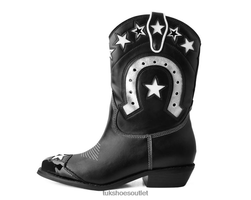 T.U.K. Footwear Horseshoe Star Western Boot Women Black/White Footwear HP228196