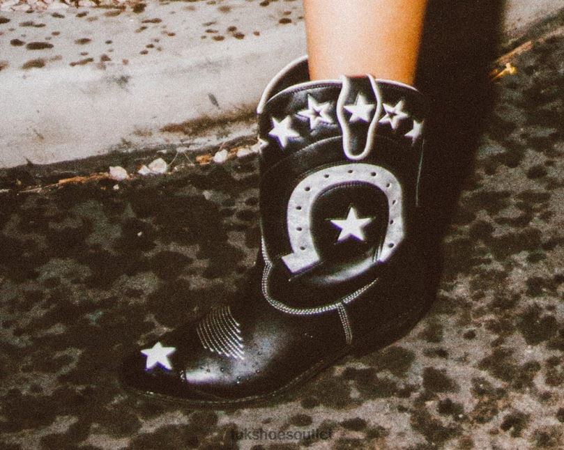 T.U.K. Footwear Horseshoe Star Western Boot Women Black/White Footwear HP228196