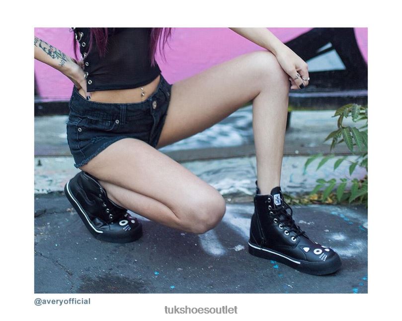 T.U.K. Footwear Kitty Sneaker Boot Women Black Footwear HP228226