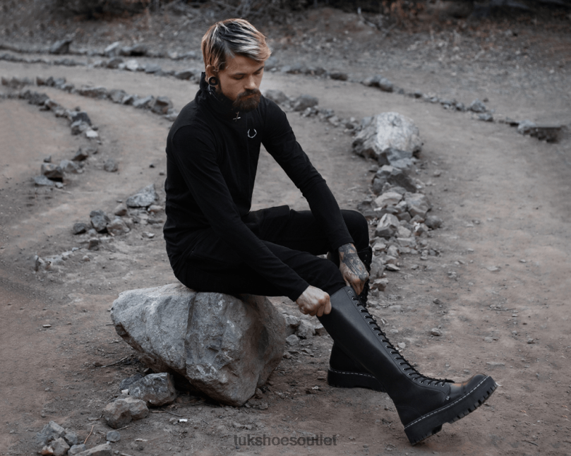 T.U.K. Footwear Knee-high Double Decker Boot Women Black Footwear HP228200