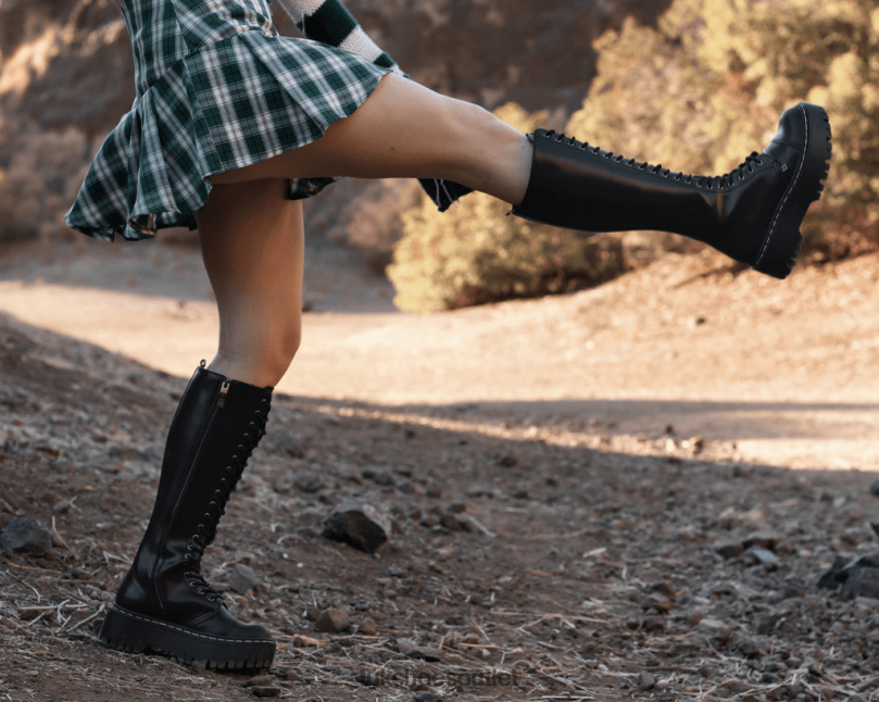 T.U.K. Footwear Knee-high Double Decker Boot Women Black Footwear HP228200