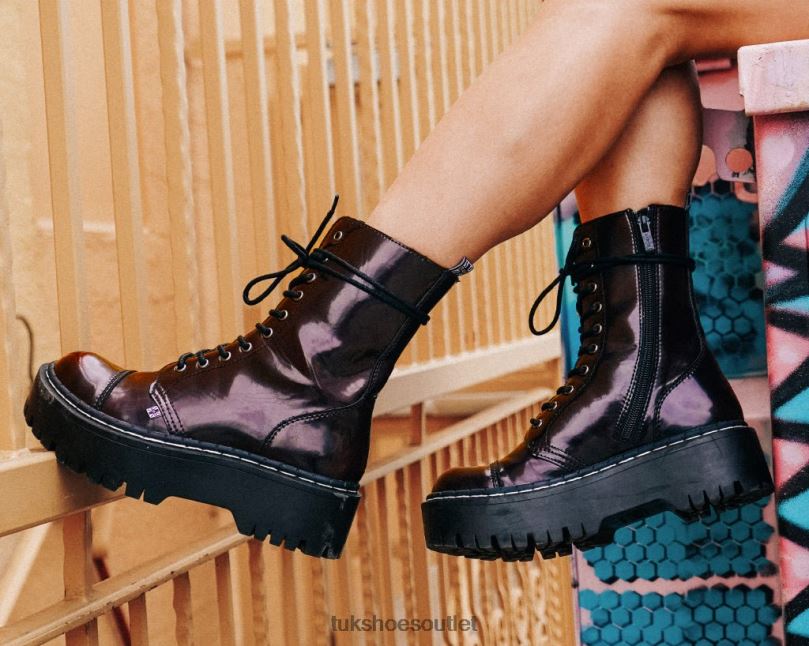 T.U.K. Footwear Rub-Off 10-Eye Double Decker Boot Women Burgundy Footwear HP228191