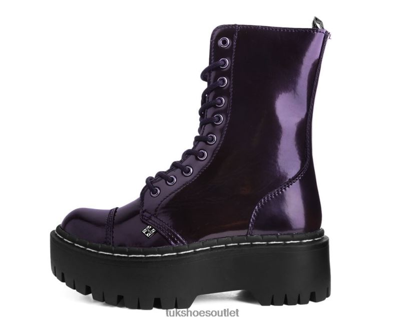 T.U.K. Footwear Rub-Off 10-Eye Double Decker Boot Women Burgundy Footwear HP228191