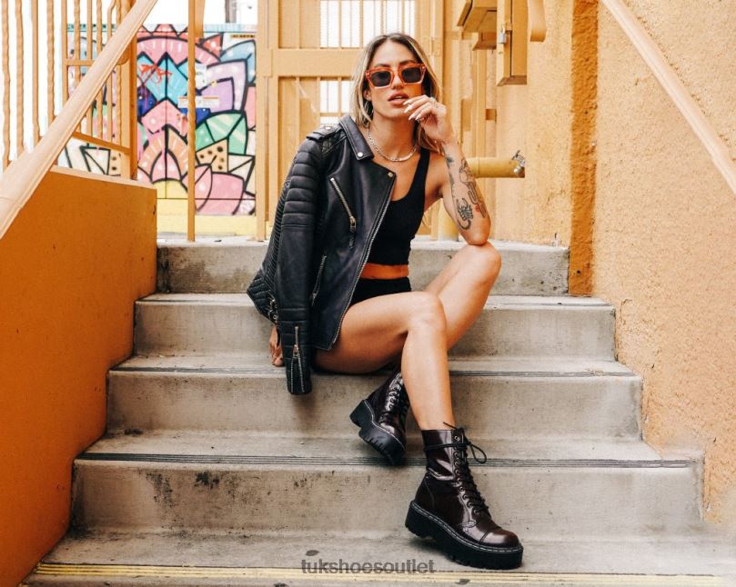 T.U.K. Footwear Rub-Off 10-Eye Double Decker Boot Women Burgundy Footwear HP228191