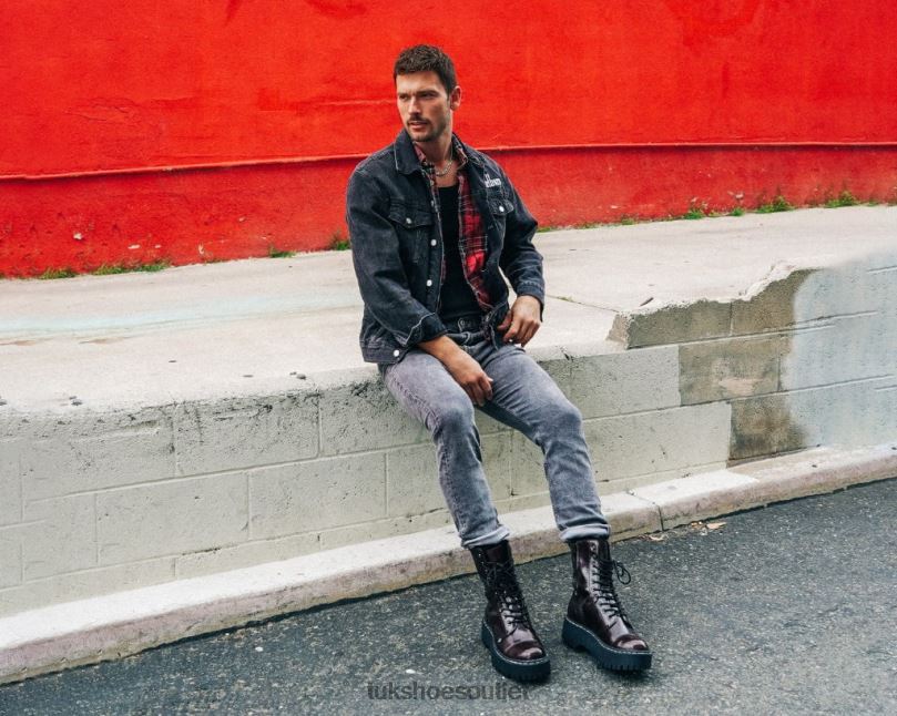 T.U.K. Footwear Rub-Off 10-Eye Double Decker Boot Women Burgundy Footwear HP228191