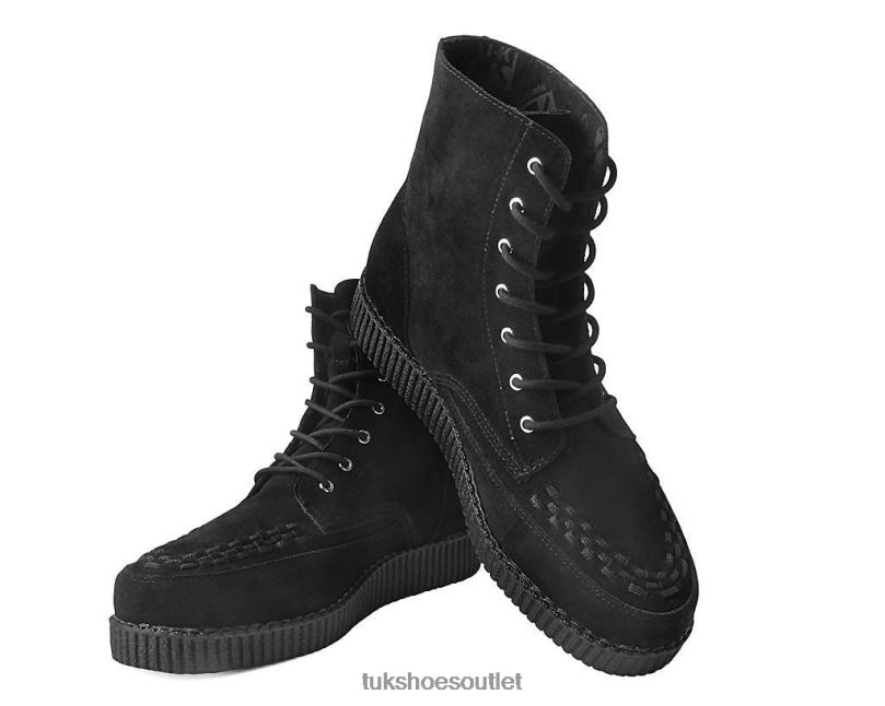 T.U.K. Footwear Suede 7-Eye Viva Low Boot Women Black Footwear HP228224