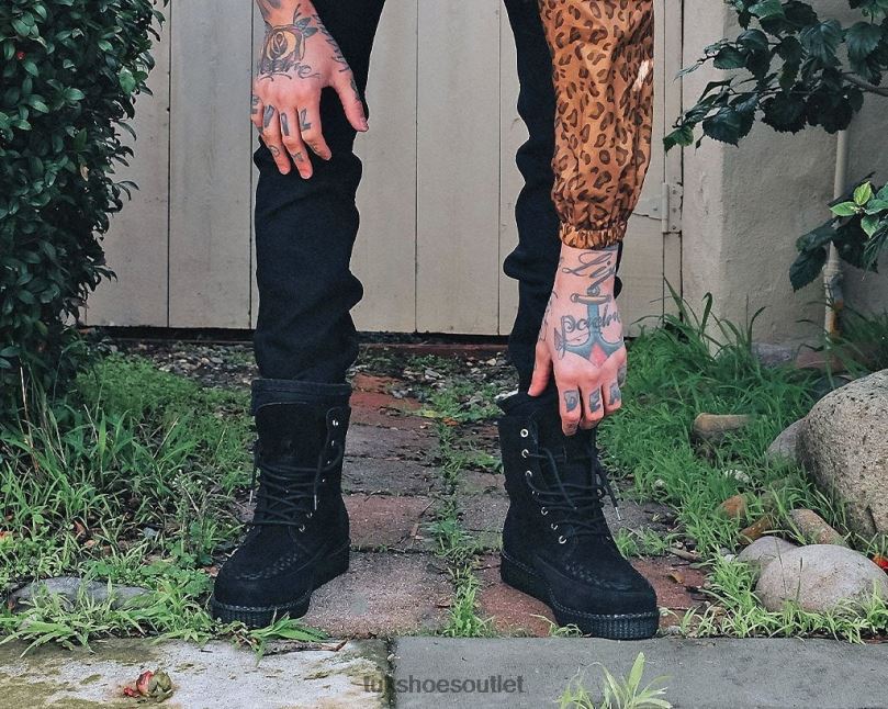 T.U.K. Footwear Suede 7-Eye Viva Low Boot Women Black Footwear HP228224