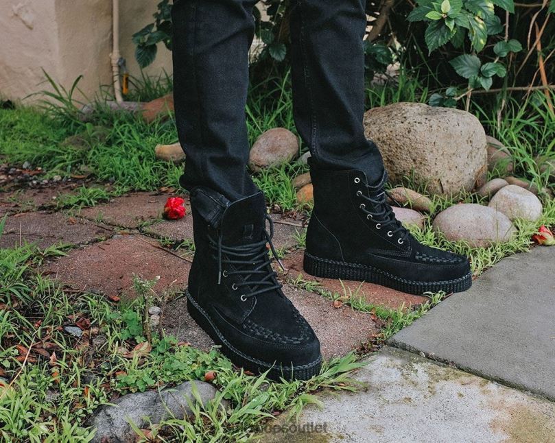 T.U.K. Footwear Suede 7-Eye Viva Low Boot Women Black Footwear HP228224