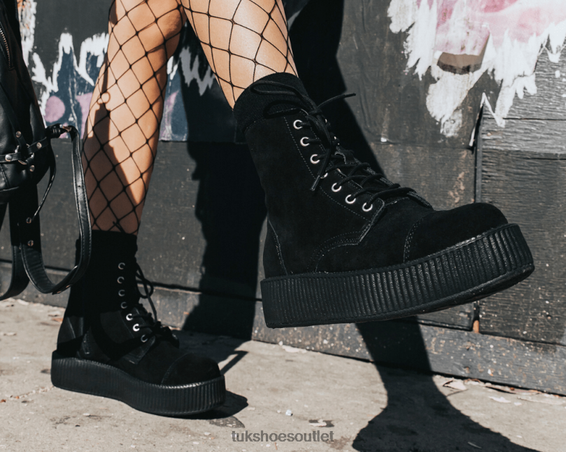 T.U.K. Footwear Suede Viva Mondo Boots Women Black Footwear HP228197