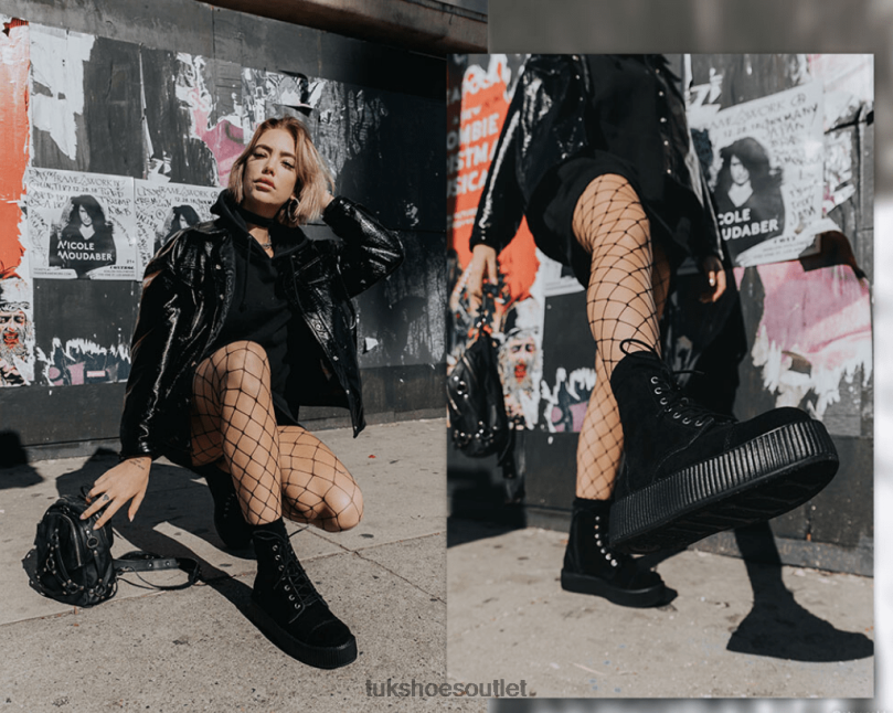 T.U.K. Footwear Suede Viva Mondo Boots Women Black Footwear HP228197