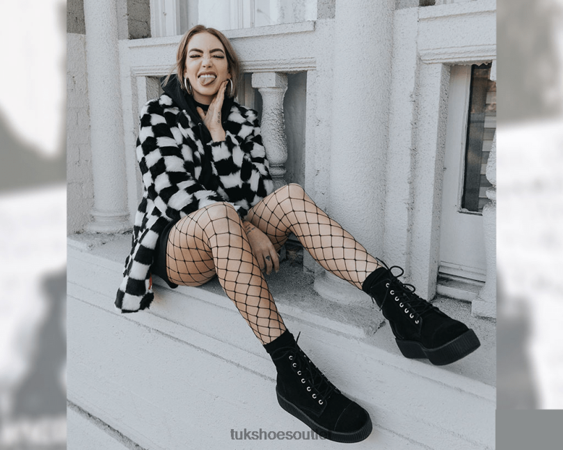 T.U.K. Footwear Suede Viva Mondo Boots Women Black Footwear HP228197