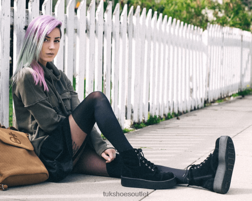 T.U.K. Footwear Suede Viva Mondo Boots Women Black Footwear HP228197