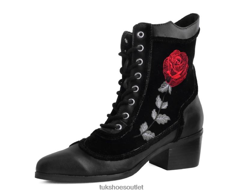 T.U.K. Footwear Victorian 8-Eye Rose Pointed Anarchic Heel Women Black Footwear HP228207