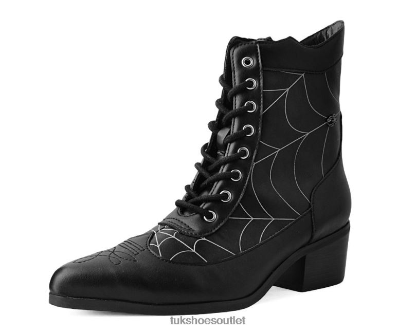 T.U.K. Footwear Victorian 8-Eye Spiderweb Pointed Anarchic Heel Women Black Footwear HP228216