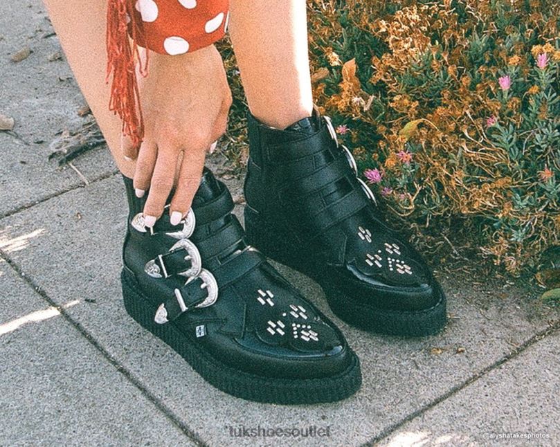 T.U.K. Footwear Western Buckle Pointed Boot Women Black Footwear HP22884