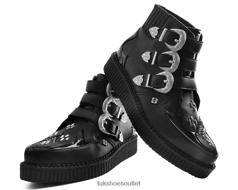 T.U.K. Footwear Western Buckle Pointed Boot Women Black Footwear HP22884