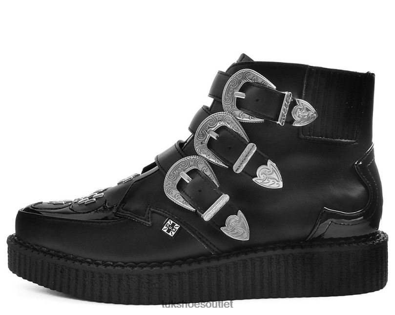 T.U.K. Footwear Western Buckle Pointed Boot Women Black Footwear HP22884