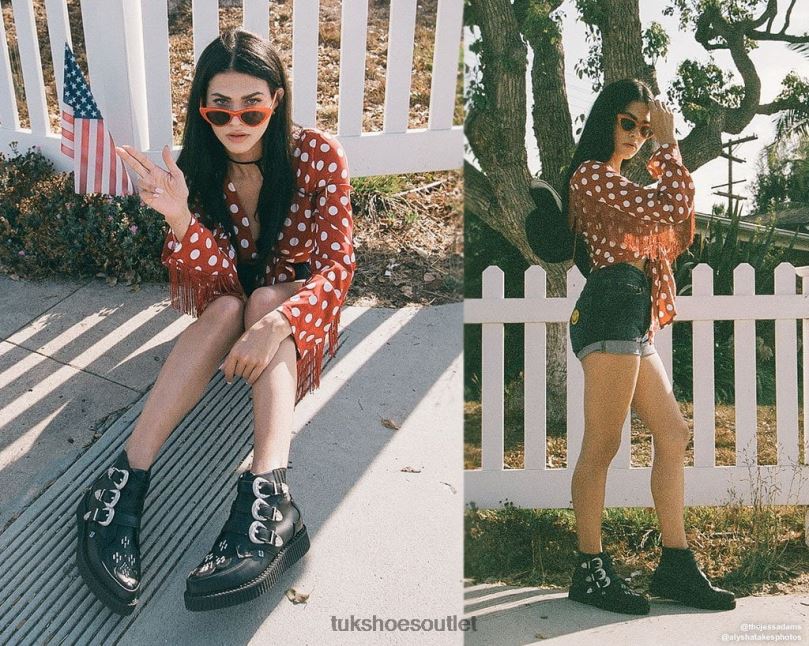 T.U.K. Footwear Western Buckle Pointed Boot Women Black Footwear HP22884