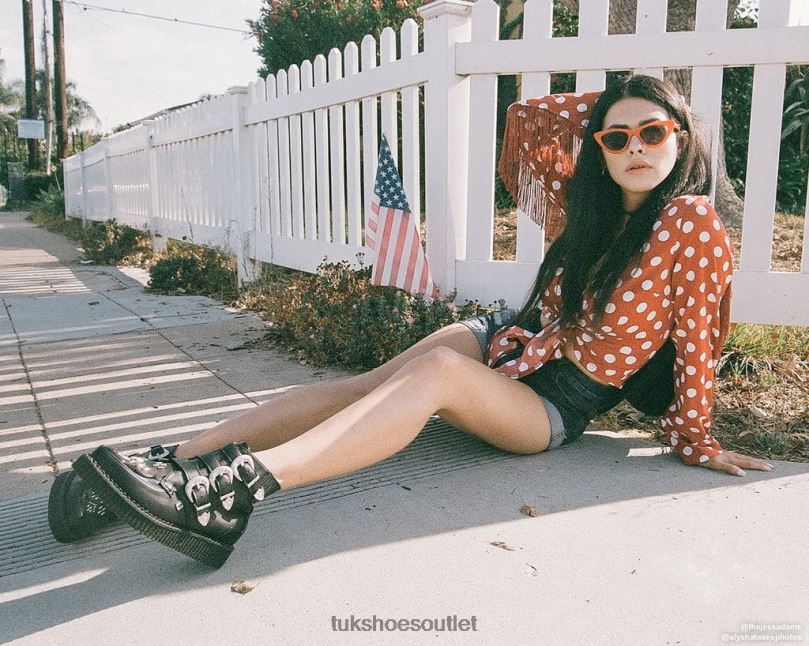 T.U.K. Footwear Western Buckle Pointed Boot Women Black Footwear HP22884