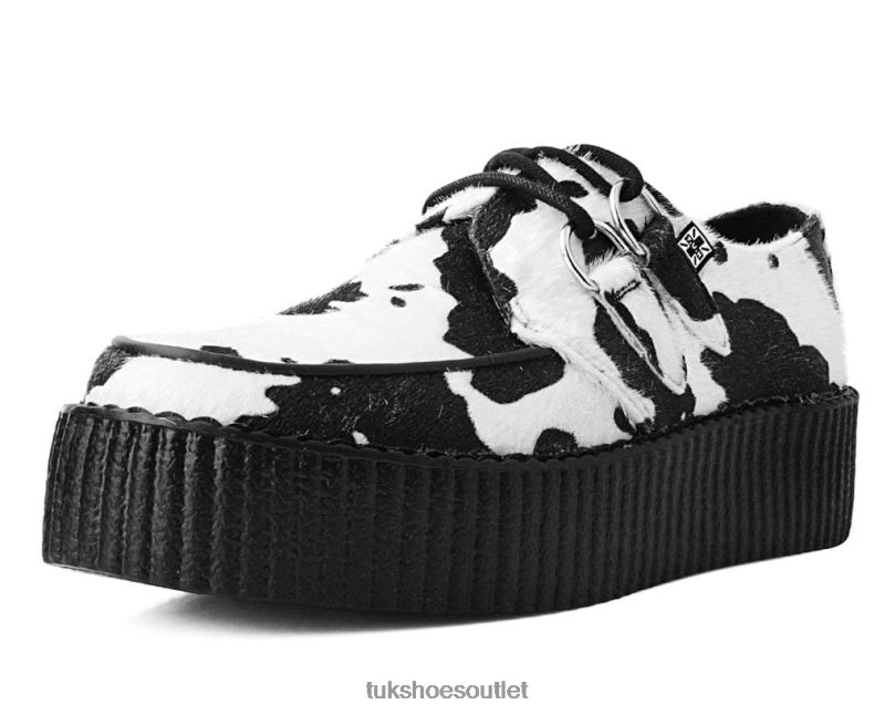 T.U.K. Footwear Cow Print Viva Mondo Creeper Women Black/White Footwear HP228129