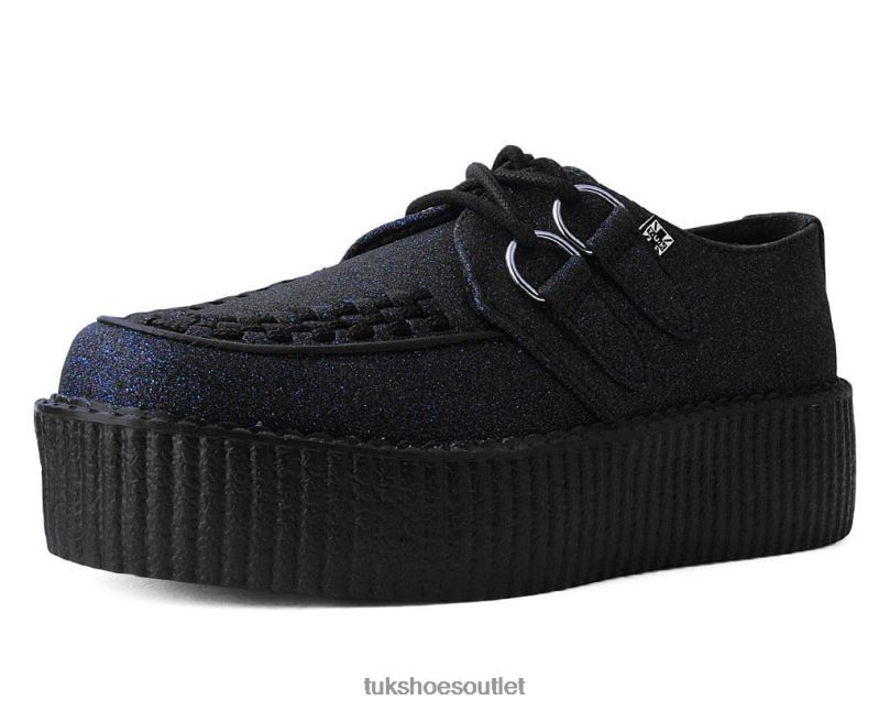 T.U.K. Footwear Glitter Viva Mondo Creeper Women Black Footwear HP228106