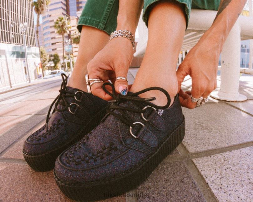 T.U.K. Footwear Glitter Viva Mondo Creeper Women Black Footwear HP228106