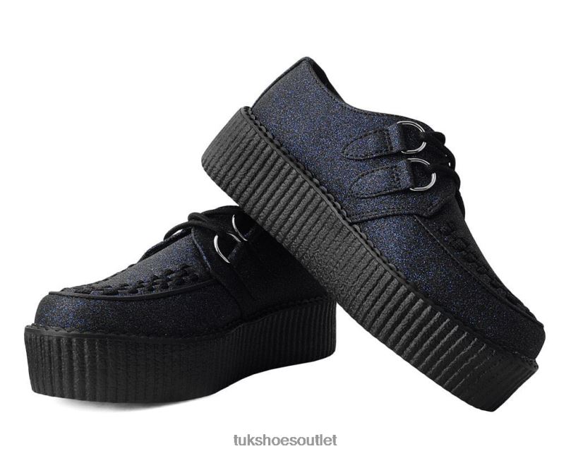 T.U.K. Footwear Glitter Viva Mondo Creeper Women Black Footwear HP228106