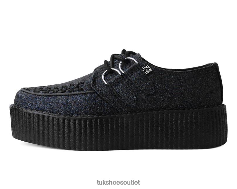 T.U.K. Footwear Glitter Viva Mondo Creeper Women Black Footwear HP228106