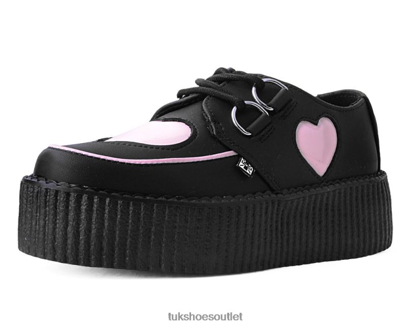T.U.K. Footwear Heart Viva Mondo Creeper Women Black/Pink Footwear HP228107