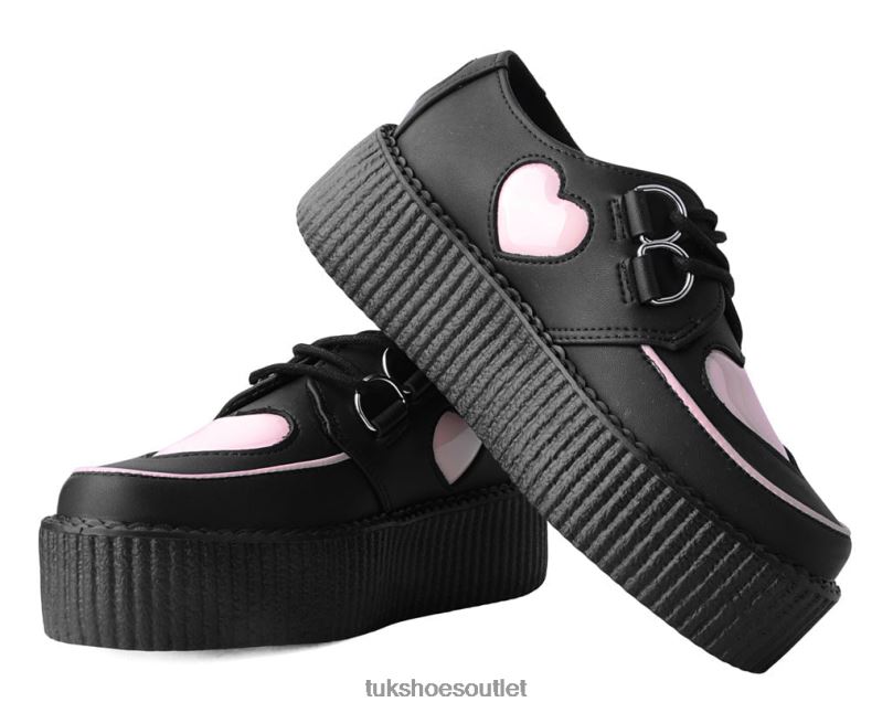 T.U.K. Footwear Heart Viva Mondo Creeper Women Black/Pink Footwear HP228107