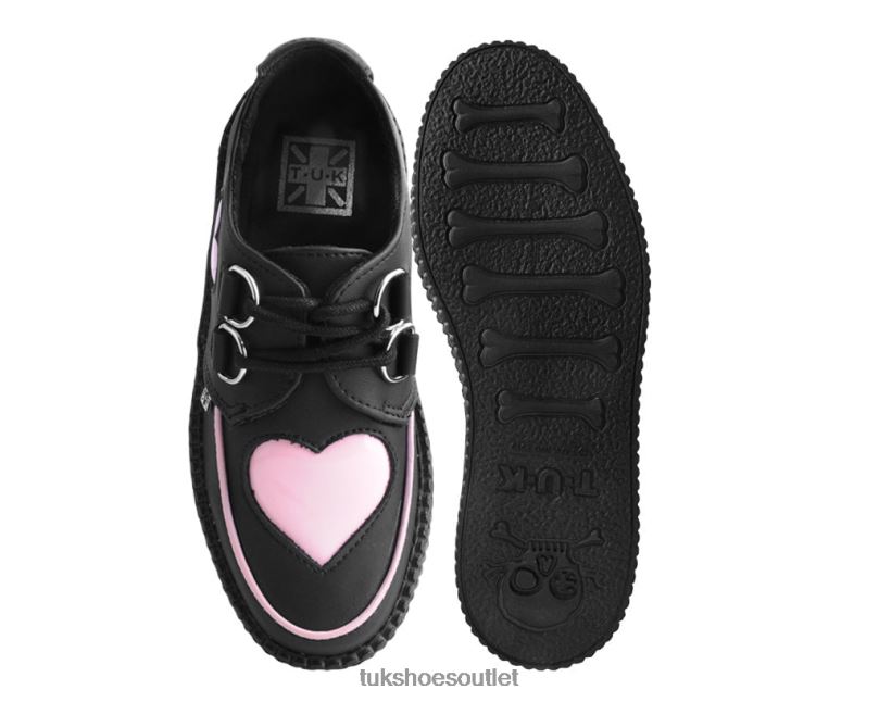 T.U.K. Footwear Heart Viva Mondo Creeper Women Black/Pink Footwear HP228107
