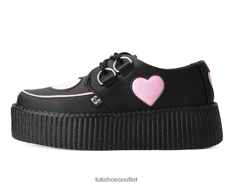 T.U.K. Footwear Heart Viva Mondo Creeper Women Black/Pink Footwear HP228107