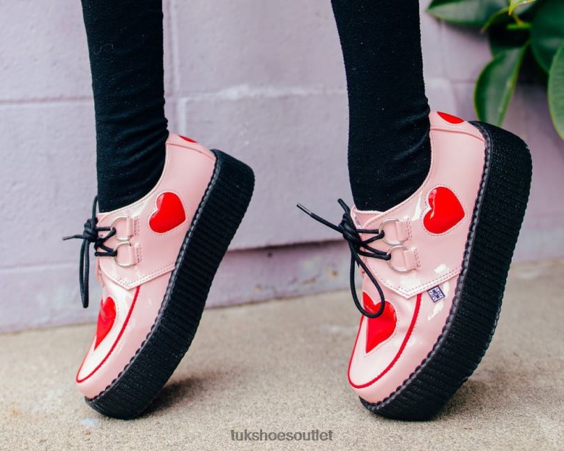 T.U.K. Footwear Heart Viva Mondo Creeper Women Pink/Red Footwear HP228103
