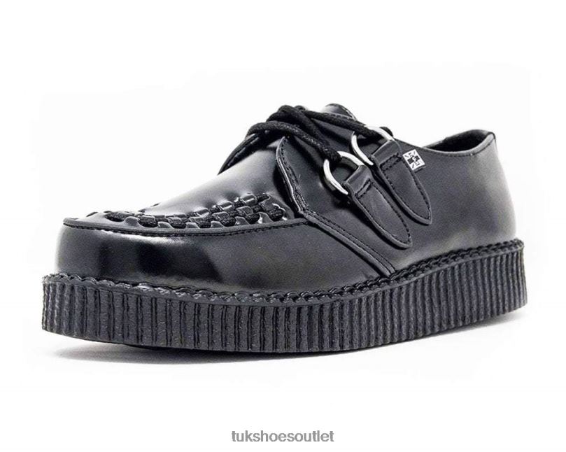 T.U.K. Footwear Leather Viva Low Creeper Women Black Footwear HP22885