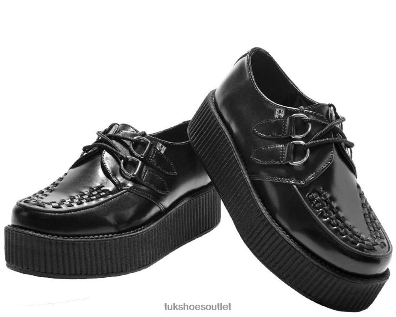 T.U.K. Footwear Leather Viva Mondo Creeper Women Black Footwear HP22817
