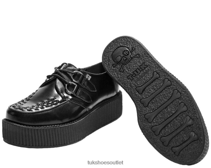 T.U.K. Footwear Leather Viva Mondo Creeper Women Black Footwear HP22817