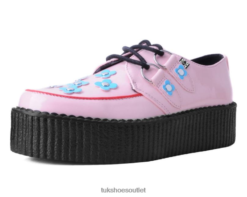 T.U.K. Footwear Patent Flower Viva Mondo Creeper Women Pink/Blue Footwear HP22845