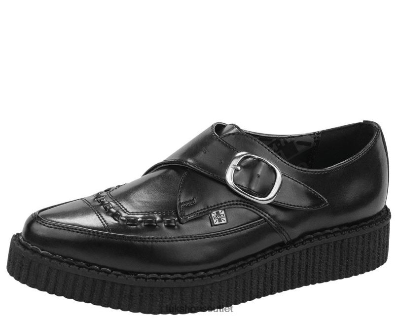 T.U.K. Footwear Pointed Buckle Creepers Women Black Footwear HP22886