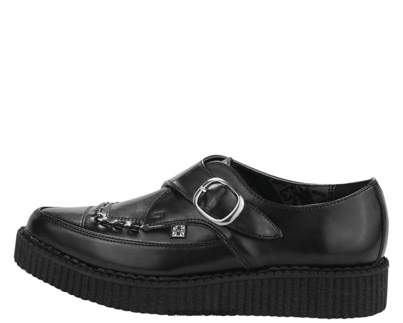 T.U.K. Footwear Pointed Buckle Creepers Women Black Footwear HP22886