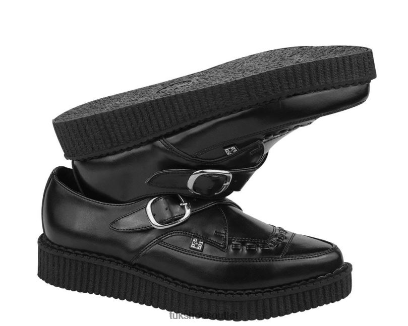T.U.K. Footwear Pointed Buckle Creepers Women Black Footwear HP22886