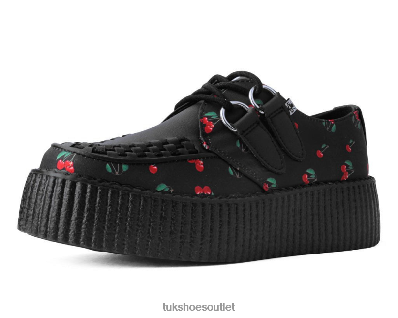 T.U.K. Footwear Print Viva Mondo Creeper Women Black/Cherry Footwear HP228124